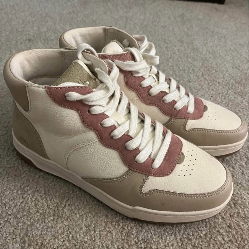 Madewell Cream and Pink High-Top Sneakers